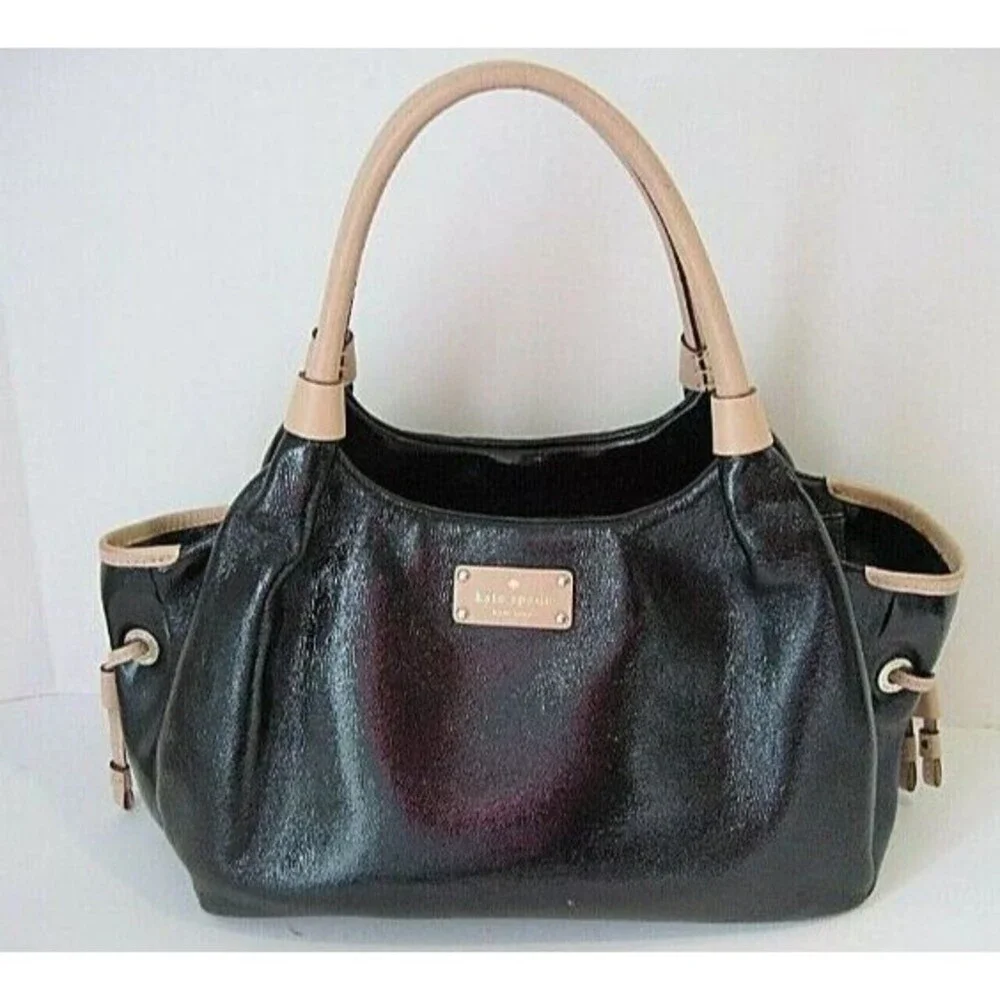 Kate Spade New York Crinkle Black Patent Leather Shoulder Bag Purse